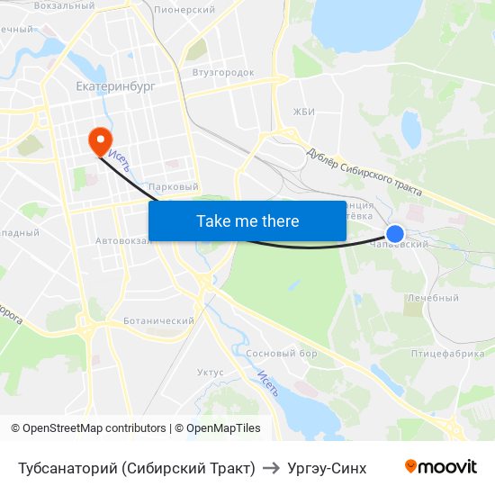 Тубсанаторий (Сибирский Тракт) to Ургэу-Синх map