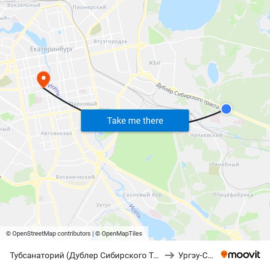 Тубсанаторий (Дублер Сибирского Тракта) to Ургэу-Синх map