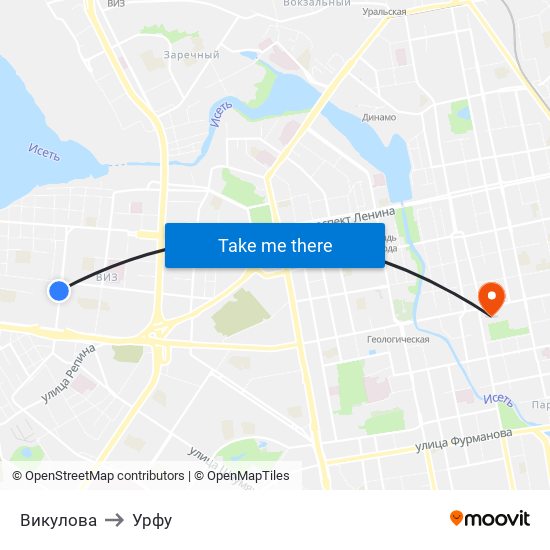 Викулова to Урфу map