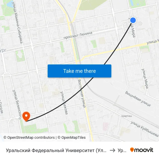 Уральский Федеральный Университет (Ул. Мира) to Урфу map