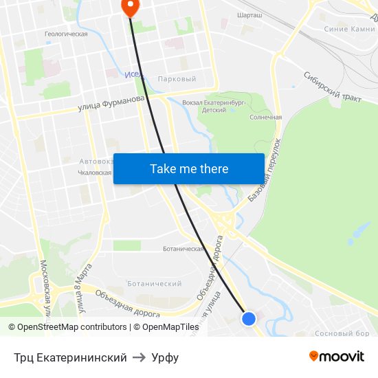 Трц Екатерининский to Урфу map