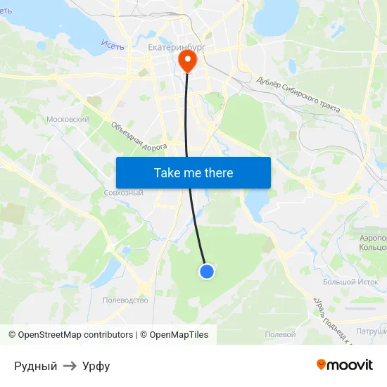 Рудный to Урфу map