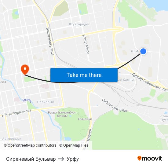 Сиреневый Бульвар to Урфу map