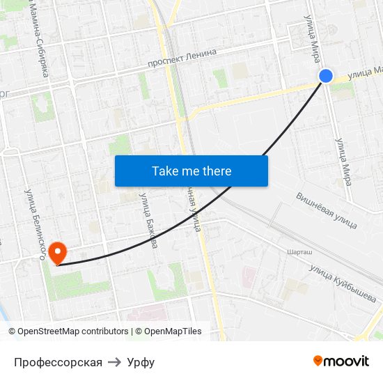 Профессорская to Урфу map