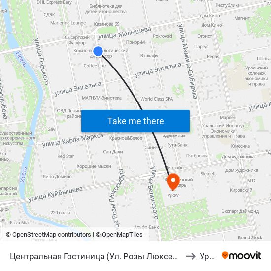 Центральная Гостиница (Ул. Розы Люксембург) to Урфу map