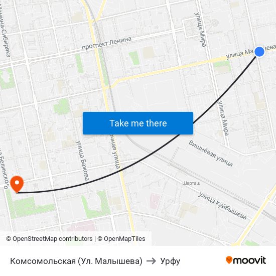 Комсомольская (Ул. Малышева) to Урфу map