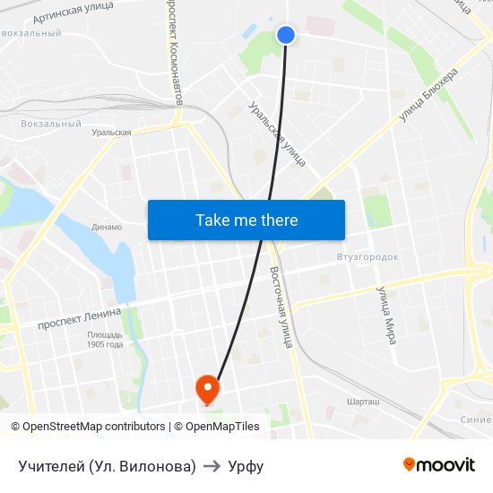 Учителей (Ул. Вилонова) to Урфу map