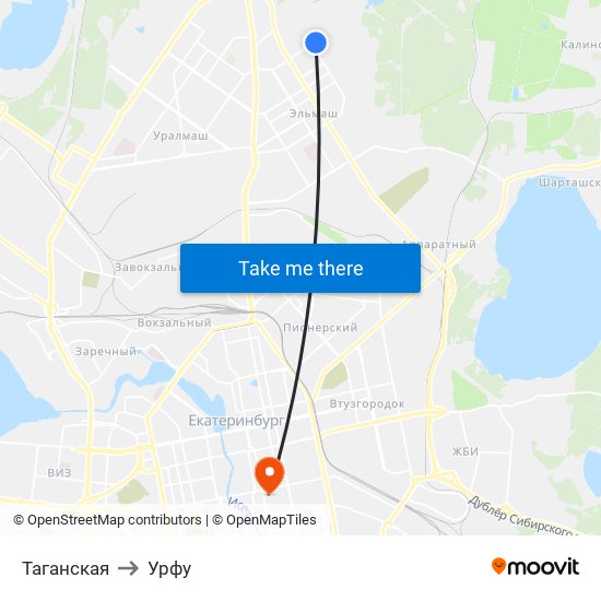 Таганская to Урфу map