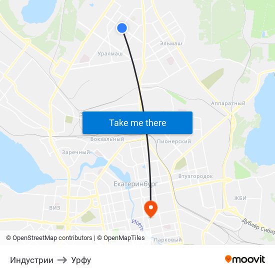 Индустрии to Урфу map