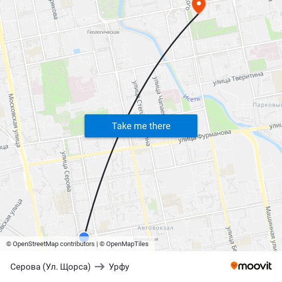 Серова (Ул. Щорса) to Урфу map