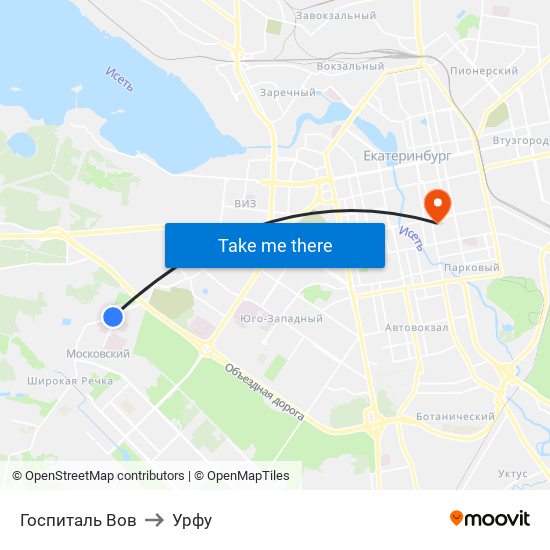 Госпиталь Вов to Урфу map