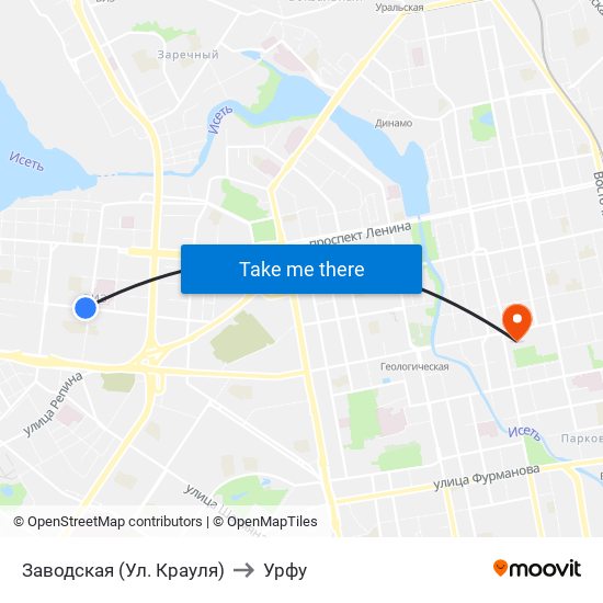 Заводская (Ул. Крауля) to Урфу map