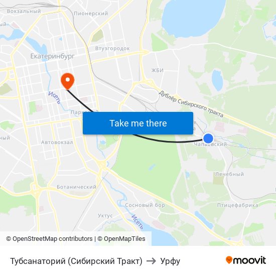 Тубсанаторий (Сибирский Тракт) to Урфу map
