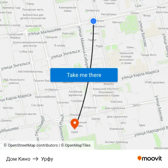 Дом Кино to Урфу map