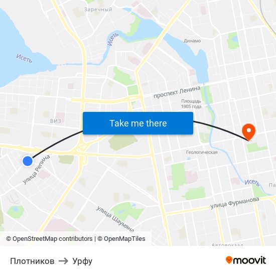 Плотников to Урфу map