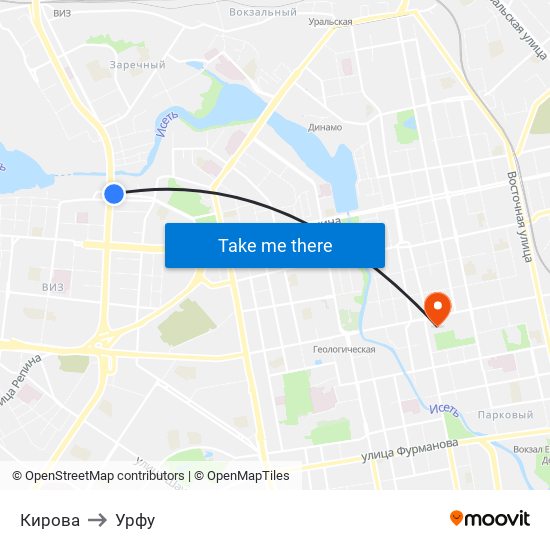 Кирова to Урфу map