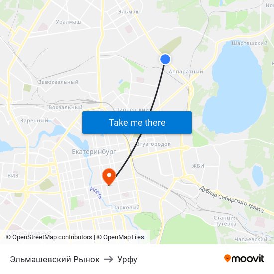 Эльмашевский Рынок to Урфу map