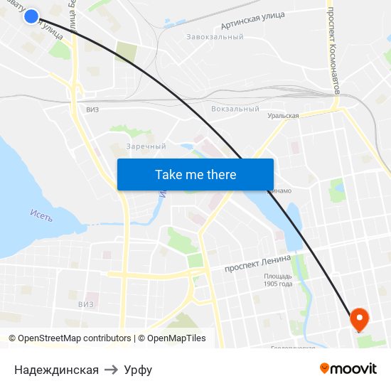 Надеждинская to Урфу map