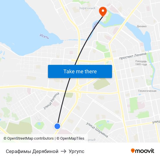 Серафимы Дерябиной to Ургупс map