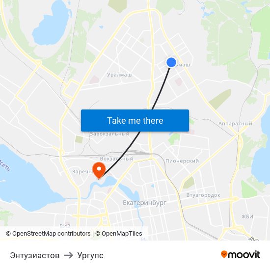 Энтузиастов to Ургупс map