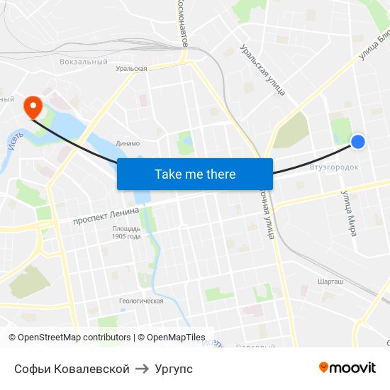 Софьи Ковалевской to Ургупс map