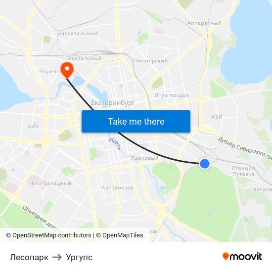 Лесопарк to Ургупс map