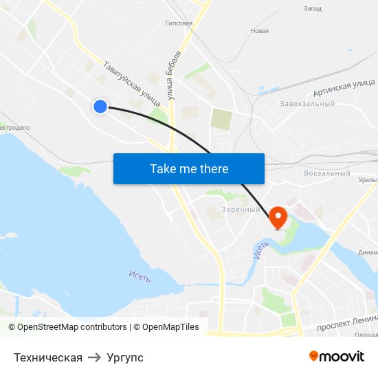 Техническая to Ургупс map