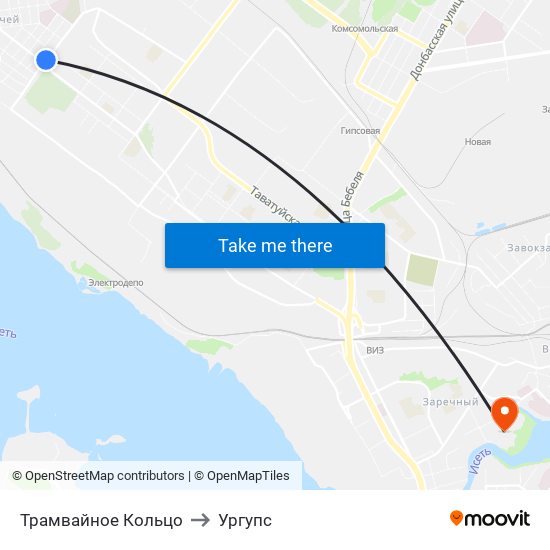 Трамвайное Кольцо to Ургупс map