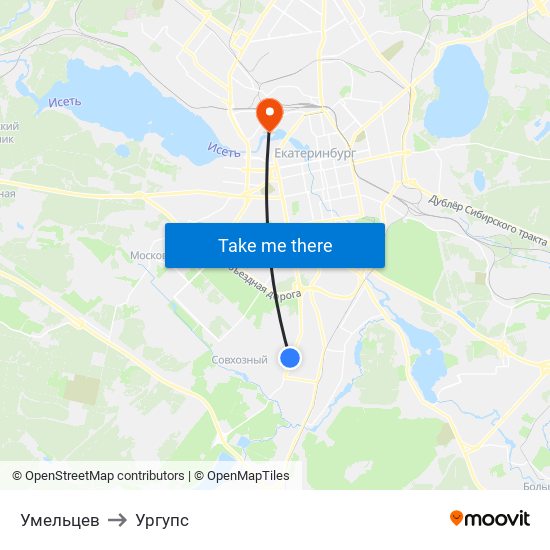 Умельцев to Ургупс map