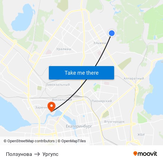 Ползунова to Ургупс map