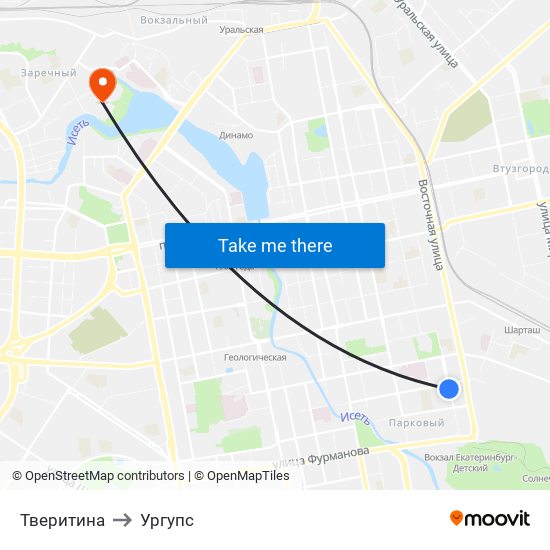 Тверитина to Ургупс map