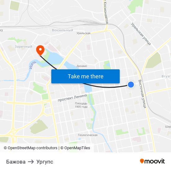 Бажова to Ургупс map