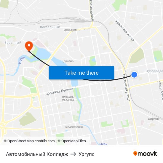 Автомобильный Колледж to Ургупс map