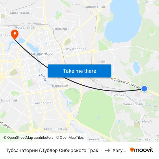 Тубсанаторий (Дублер Сибирского Тракта) to Ургупс map