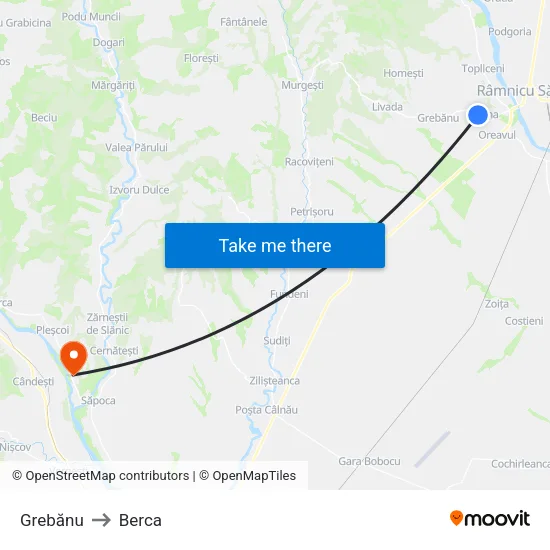 Grebănu to Berca map