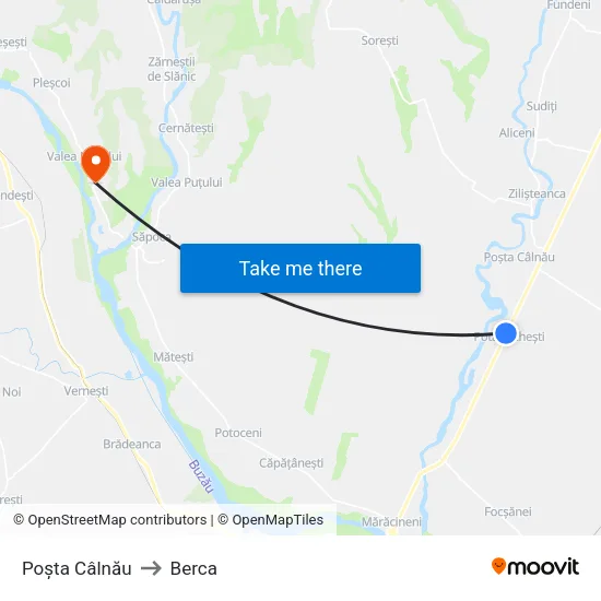 Poșta Câlnău to Berca map