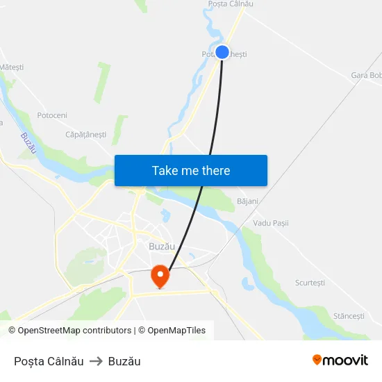 Poșta Câlnău to Buzău map