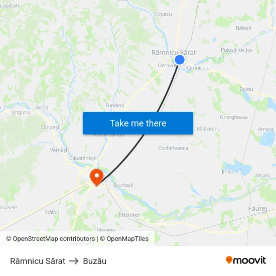 Râmnicu Sărat to Buzău map