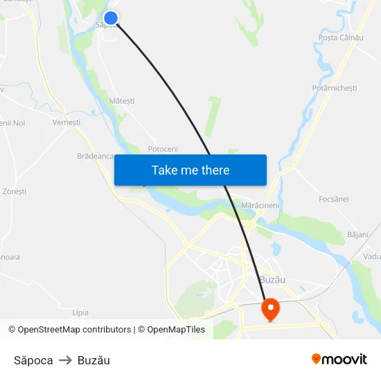 Săpoca to Buzău map