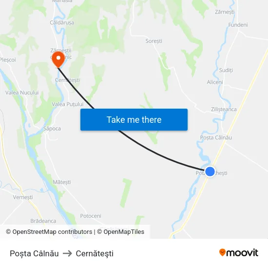 Poșta Câlnău to Cernăteşti map