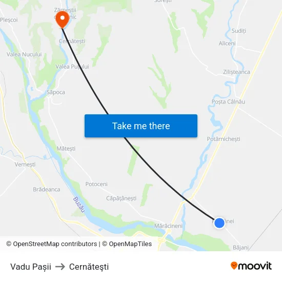 Vadu Pașii to Cernăteşti map