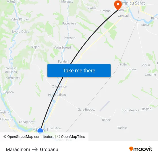 Mărăcineni to Grebănu map