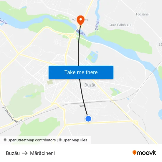 Buzău to Mărăcineni map