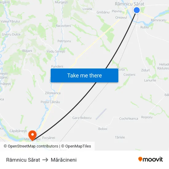 Râmnicu Sărat to Mărăcineni map