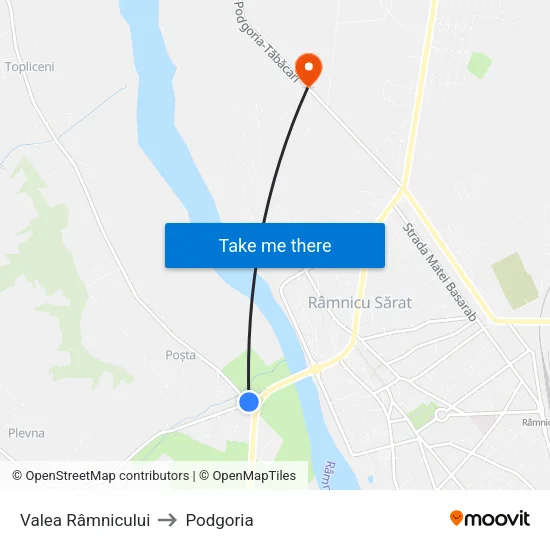 Valea Râmnicului to Podgoria map