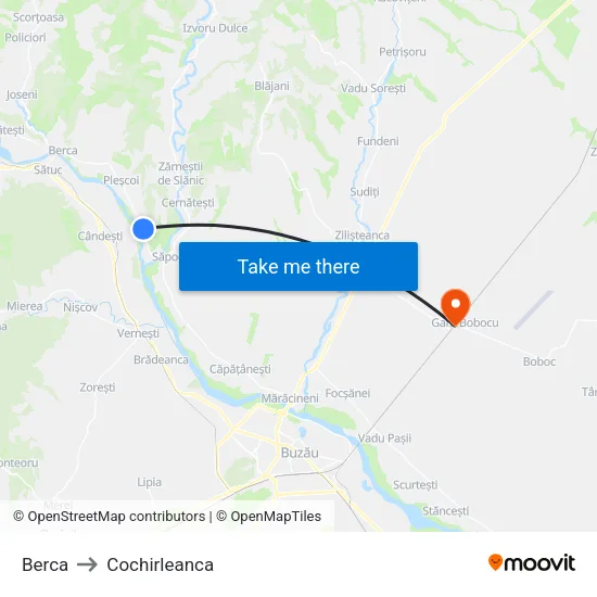 Berca to Cochirleanca map