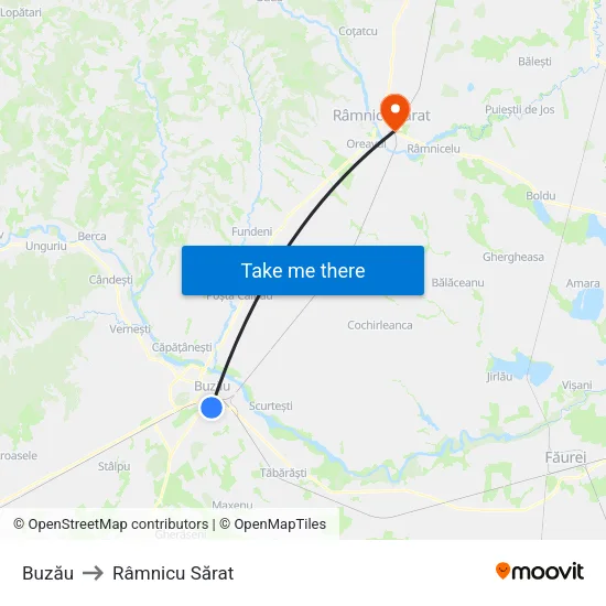 Buzău to Râmnicu Sărat map