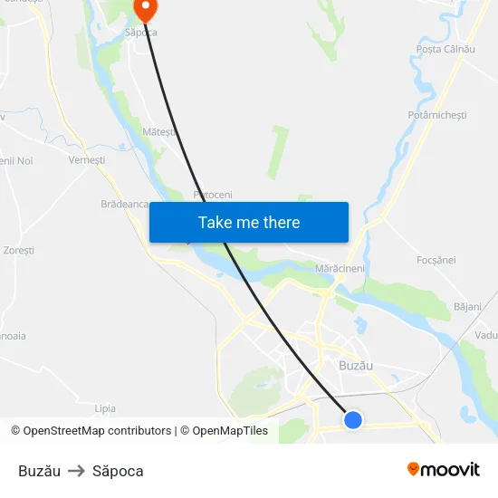 Buzău to Săpoca map