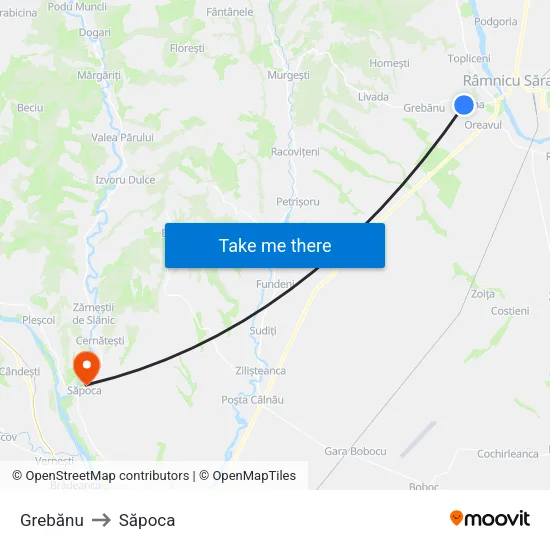 Grebănu to Săpoca map