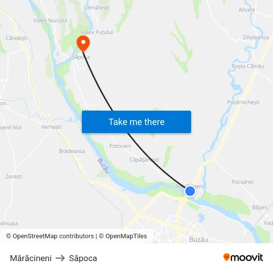 Mărăcineni to Săpoca map